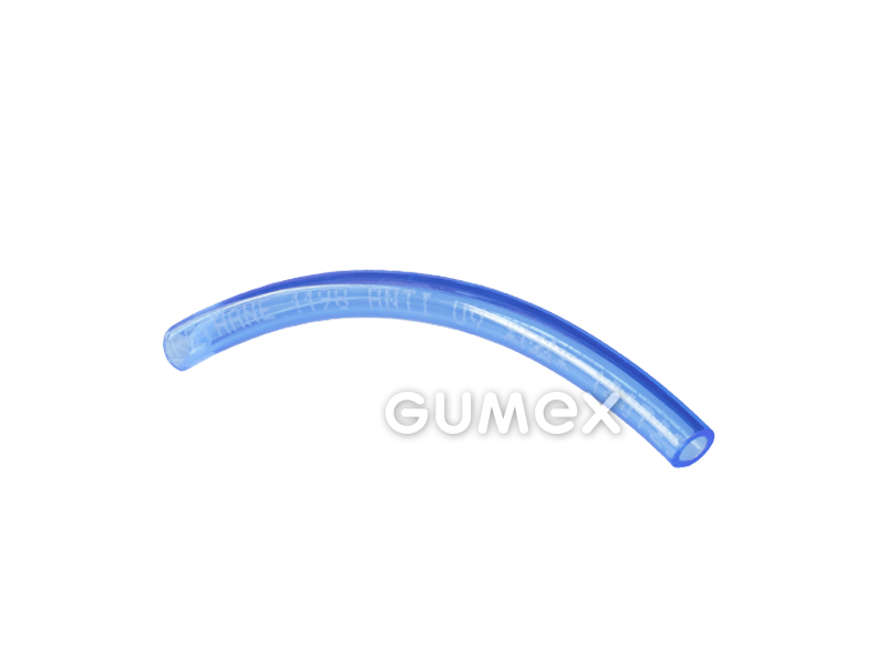 PU trubka odolná UV záření, 6x1mm, 11bar, 52°ShD, -40°C/+60°C, transparentní modrá